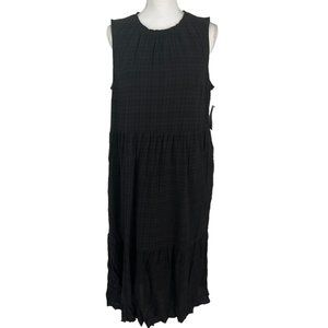 Spirit of Grace Black High Crew Neck Sleeveless Tiered Midi Dress X-Large XL